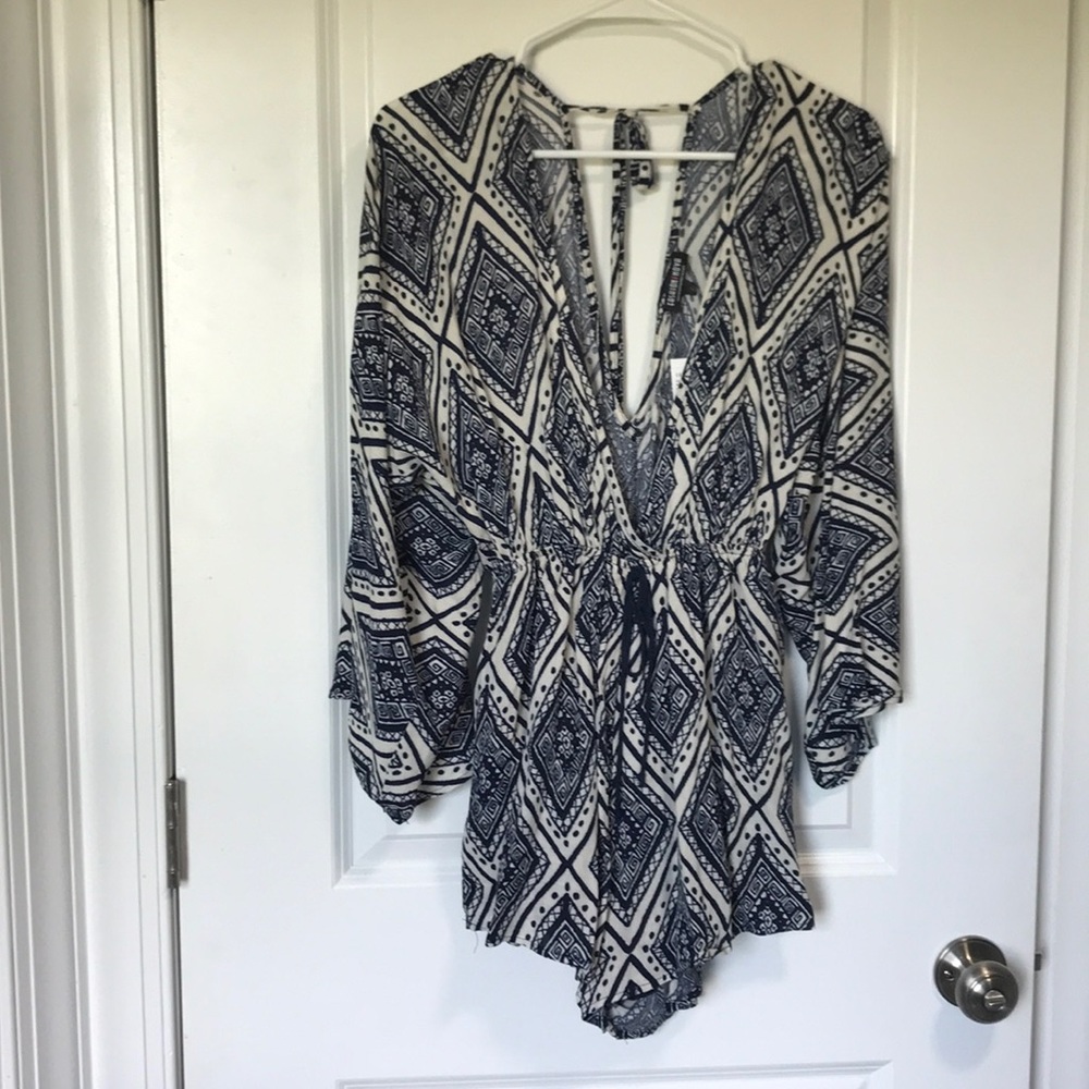 Navy and White Romper